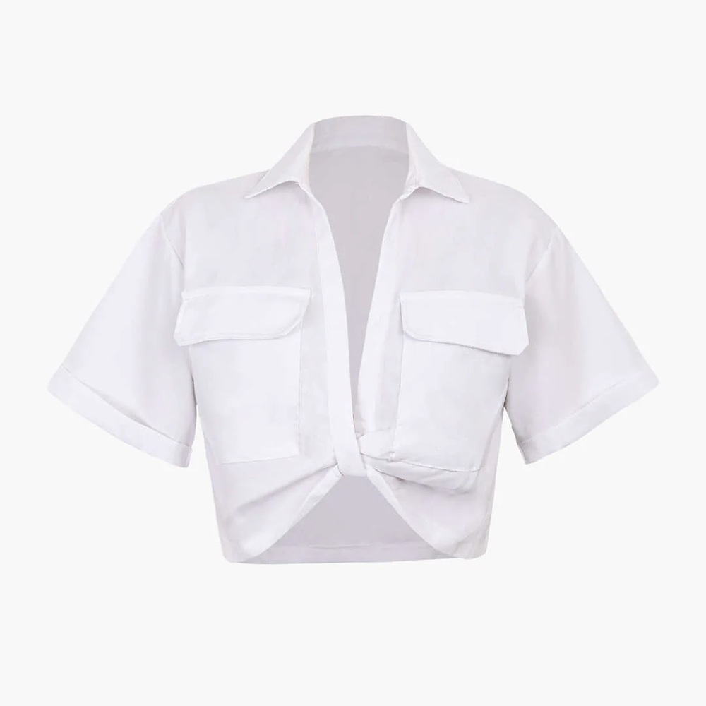 NWT MICAS- Basic Flap Pocket Twist Hem Shirt